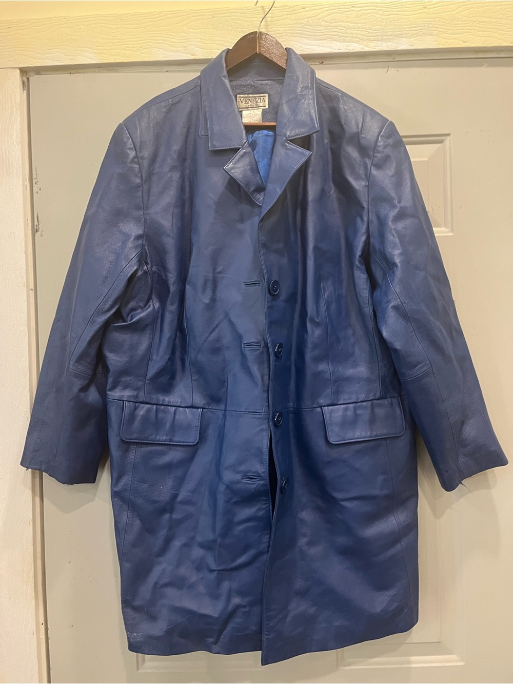 Venezia Vitale Blue Leather Jacket